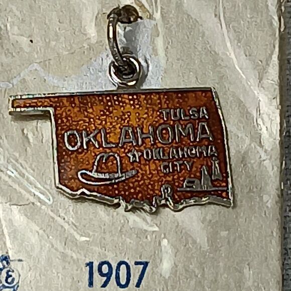 Oklahoma Sterling Silver Charm Vintage Jewelry Souvenir New Old Stock - Picture 1 of 6